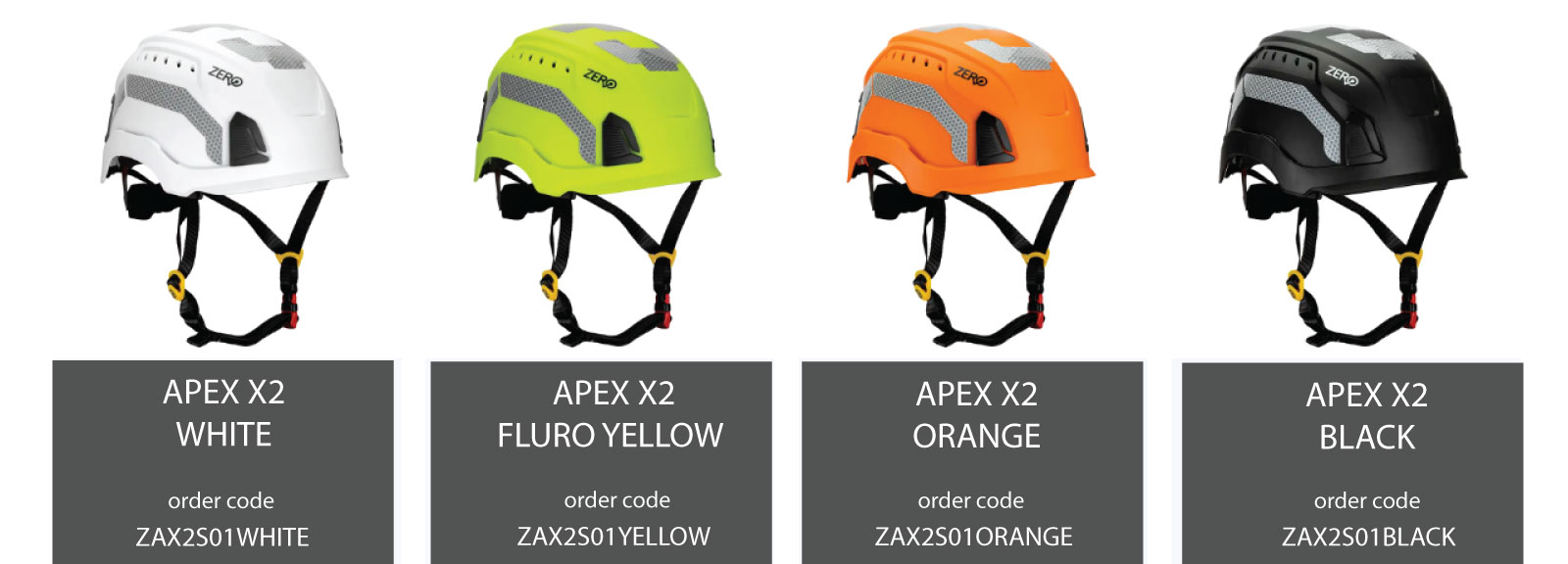 ZERO Apex X2 Vented Safety Helmet Colours Codes