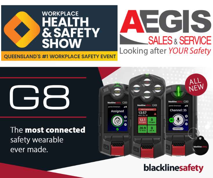 Aegis Sales & Service showcased the Blackline Safety G8 connected wearable at the 2026 Workplace Health & Safety Show in Brisbane
