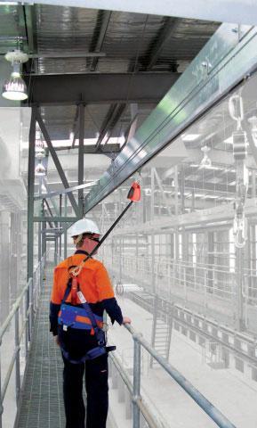Sayfa's Raptor Rigid Rail System for abseiling and overhead work areas.