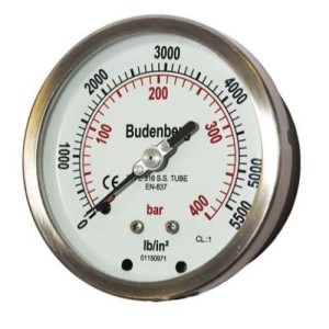 Budenberg 726 63mm 1/4 inch BSP Rear Mount Pressure Gauge
